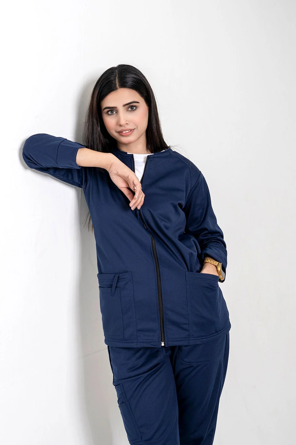 3 Pcs Jackset - white T Shirt included - Navy Women - Image 4