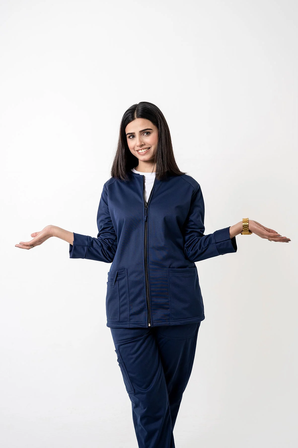 3 Pcs Jackset - white T Shirt included - Navy Women - Image 5