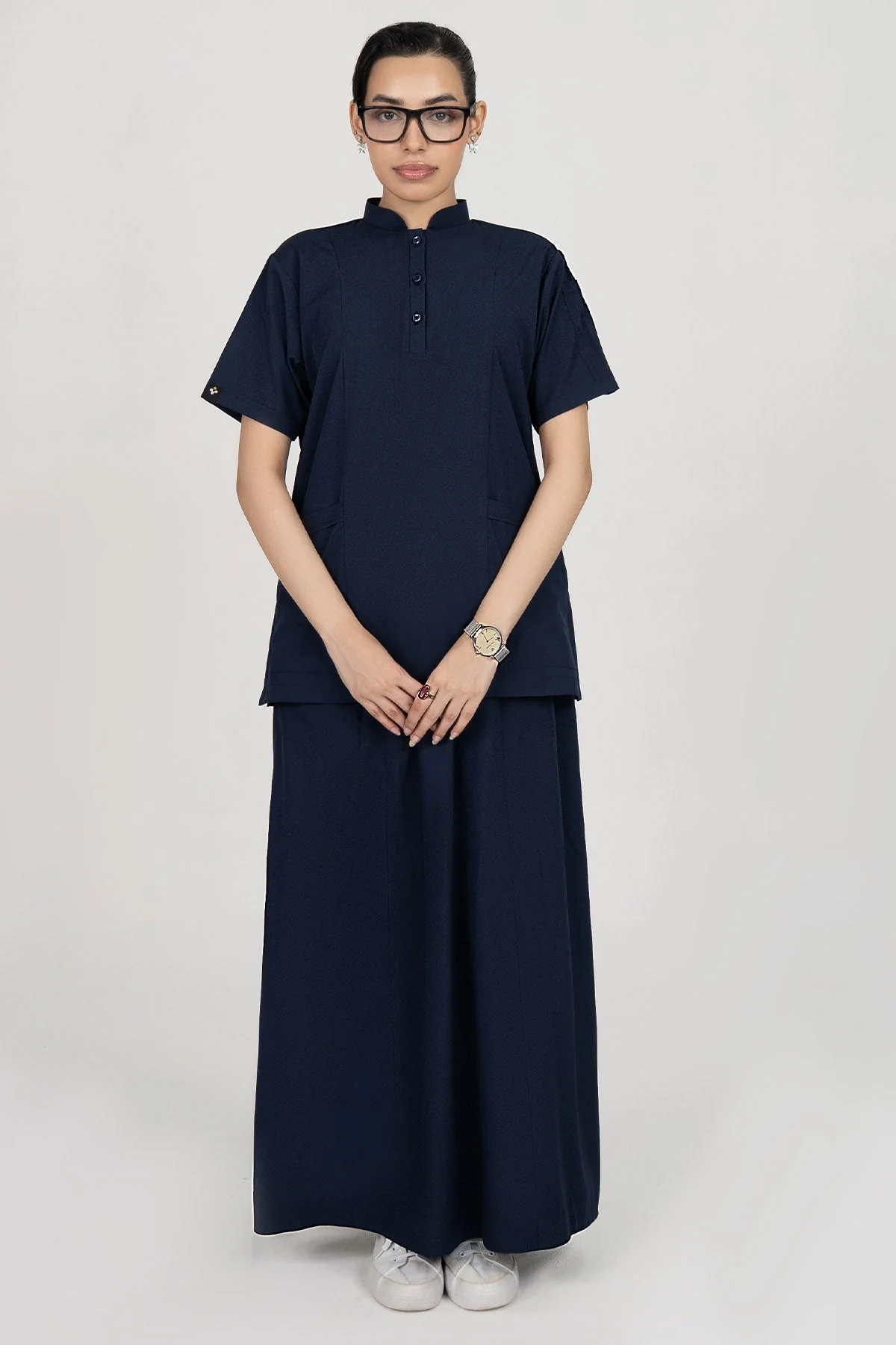 Velora Long Skirt Scrubs Set - Navy - Image 6