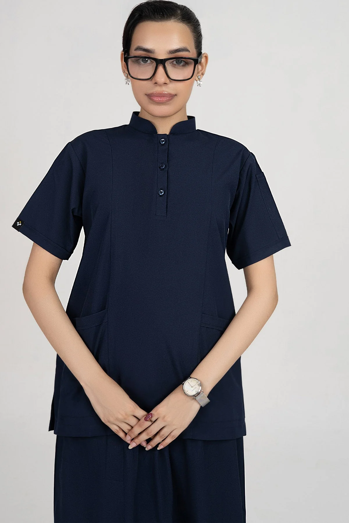Velora Long Skirt Scrubs Set - Navy - Image 8